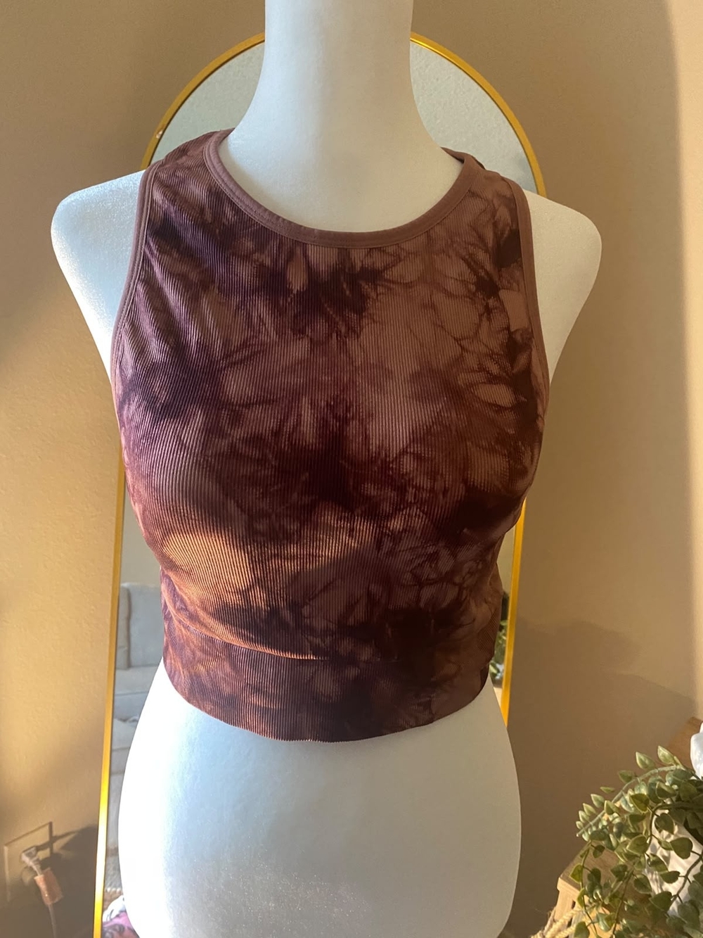 Victoria's Secret Brown Tie-Dye Ribbed Crop Tank